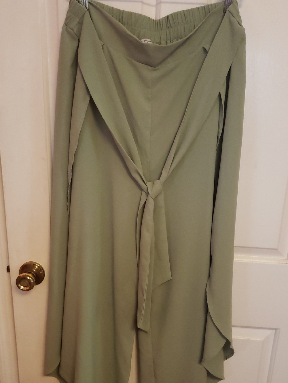 White Birch Sage dress pants with sash.